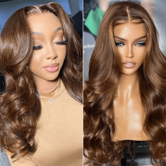 Wig Club 13x4 Transparent Lace Front Body Wave Wig Color Light Chocolate Brown