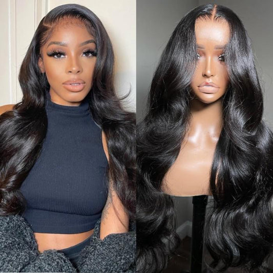 Wig Club Wear Go 6x4.5 Pre Cut Lace Front Quick & Easy Body Wave Black Wig With Breathable Cap Air Wig 20"