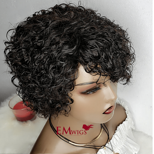 EM Wigs Baby Curlie 100% Human Hair Pixie Wig